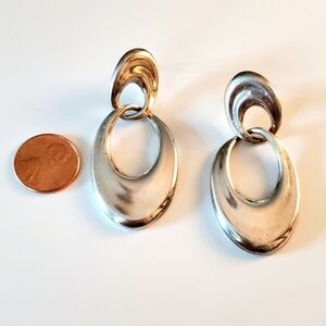 Vintage bright chunky double link earrings